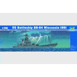 Kép 2/3 - Trumpeter Battleship USS Wisconsin BB-64 1991 1:700 (5706)