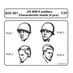 Kép 2/2 - CMK US WWII soldiers - character.heads 4 pcs 1:35 (B35081)