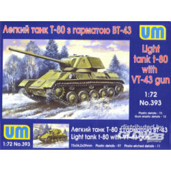 Kép 2/3 - Unimodel T-80 Soviet light tank with gun VT-43 1:72 (393)
