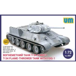 Kép 2/2 - Unimodel T-34 flame-throwing tank with FOG-1 1:72 (441)