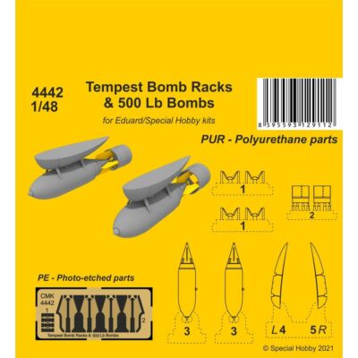 CMK Tempest Bomb Racks & 500 Lb Bombs 1:48 (129-4442)