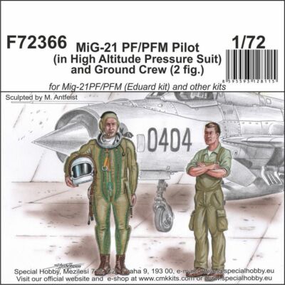 CMK MiG-21 PF/PFM Pilot (in High Altitude Pressure Suit) and Ground Crew (2 fig.) 1:72 (129-F72366)