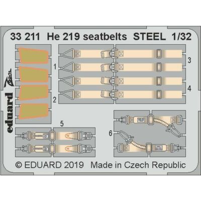 Eduard He 219 seatbelts STEEL for Revell 1:32 (33211)