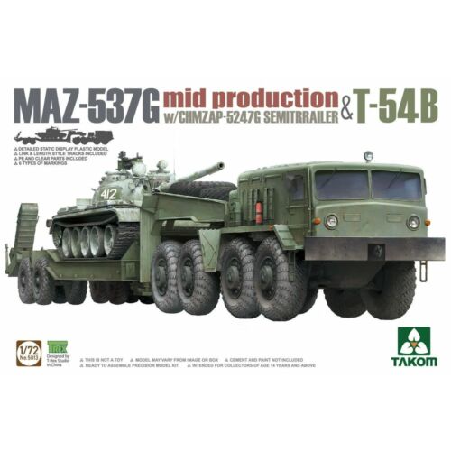 Takom MAZ-537G  w/ChMZAP-5247G   Semi-trailer mid production & T-54B 1:72 (TAK5013)