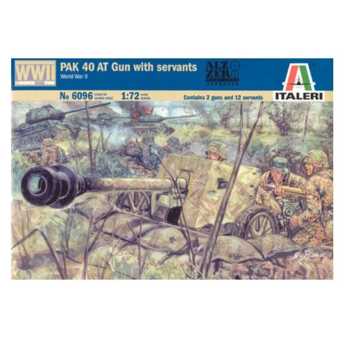 Italeri 1:72 WWII German PAK40 AT Gun w/servants (6096)