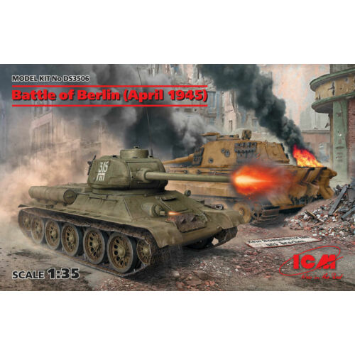 ICM Battle of Berlin (April 1945) Soviet T-34/85 + German King Tiger 1:35 (DS3506)
