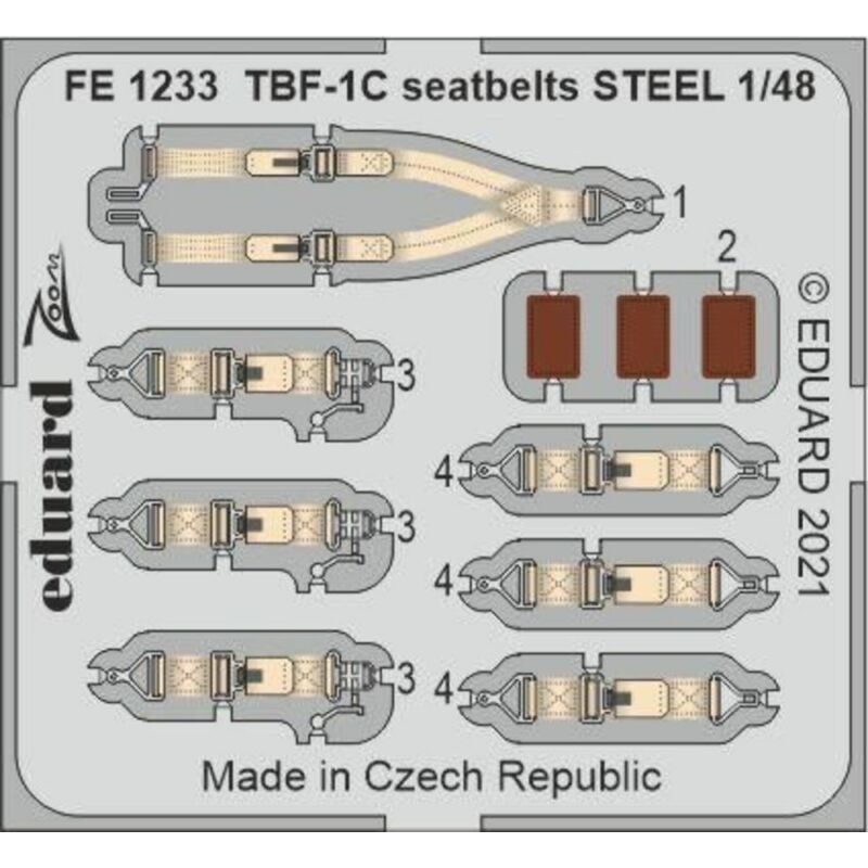 Eduard TBF-1C seatbelts STEEL, for ACADEMY 1:48 (FE1233)