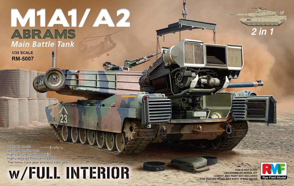 Rye Field Model M1A1/A2 Abrams w/Full Interior 2 in 1 1:35 (5007)