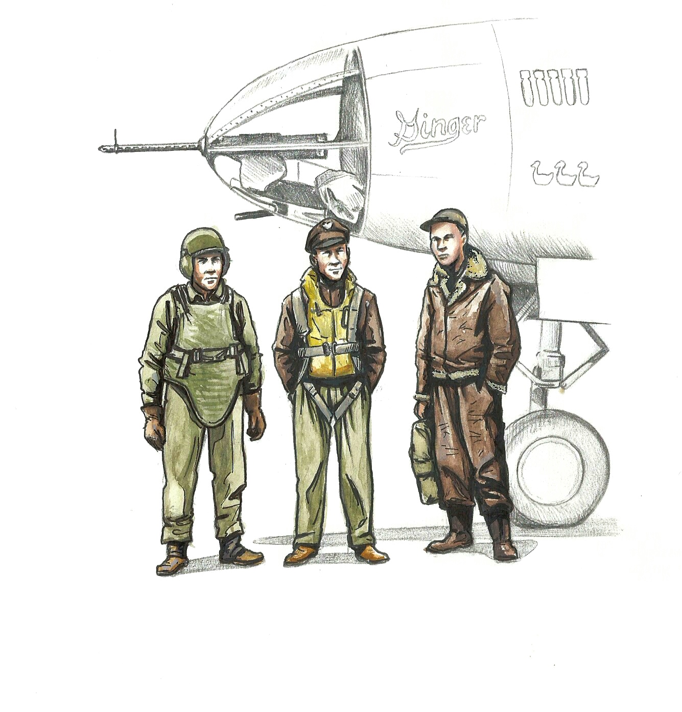CMK WWII US bomber pilot and two gunners 1:72 (F72339)