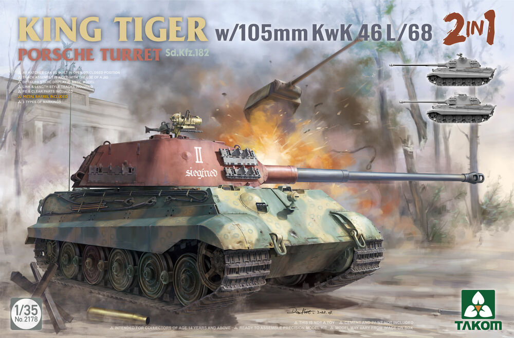Takom King Tiger w/105mm KwK 46L/68 2 in 1 1:35 (TAK2178)